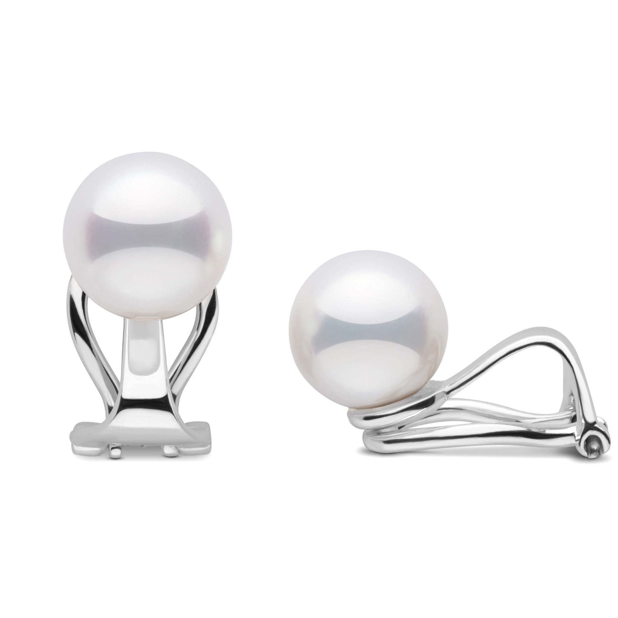 Clip-on Akoya 8.0-8.5 mm Pearl Earrings in white gold