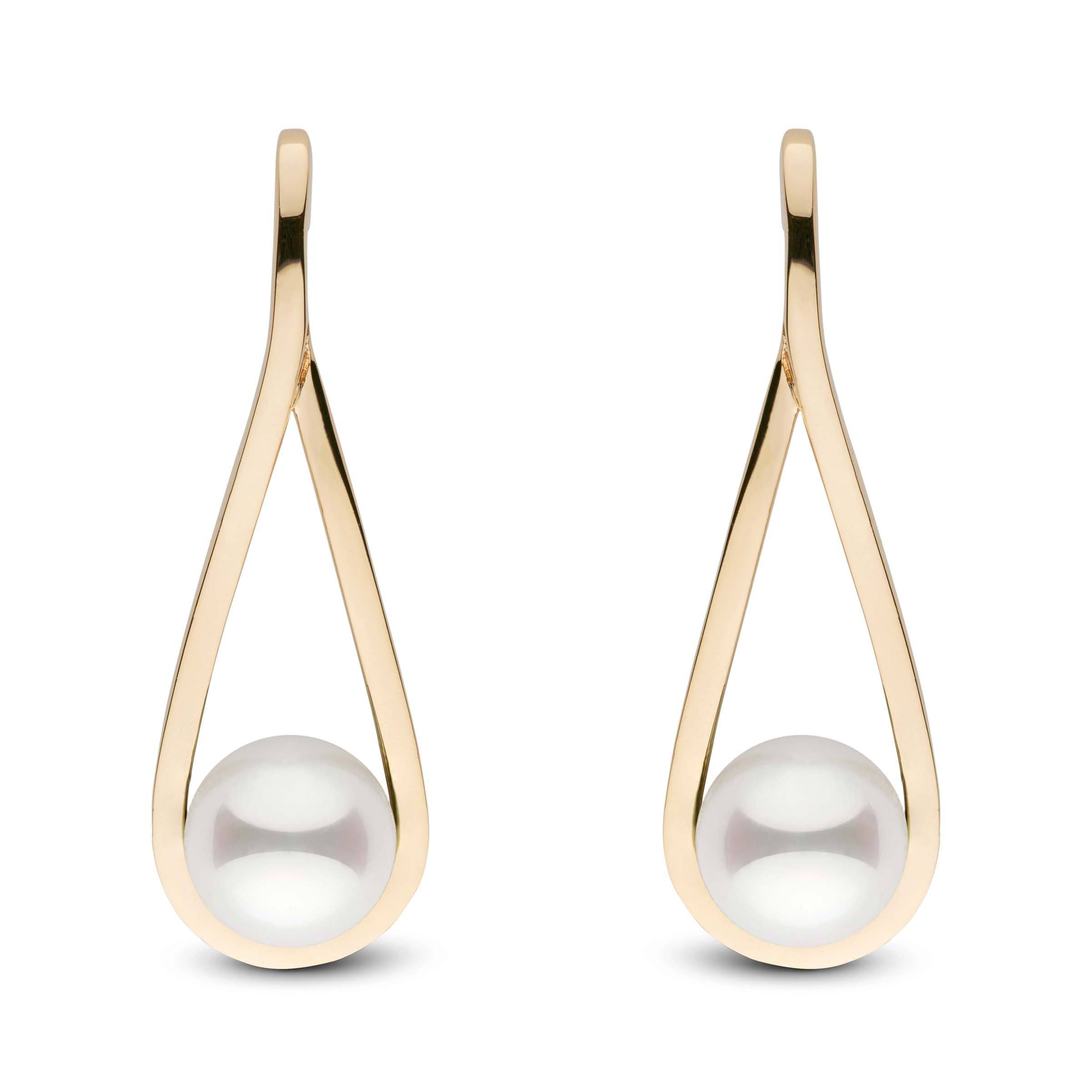 Cradle Collection Akoya Pearl Earrings yellow gold front