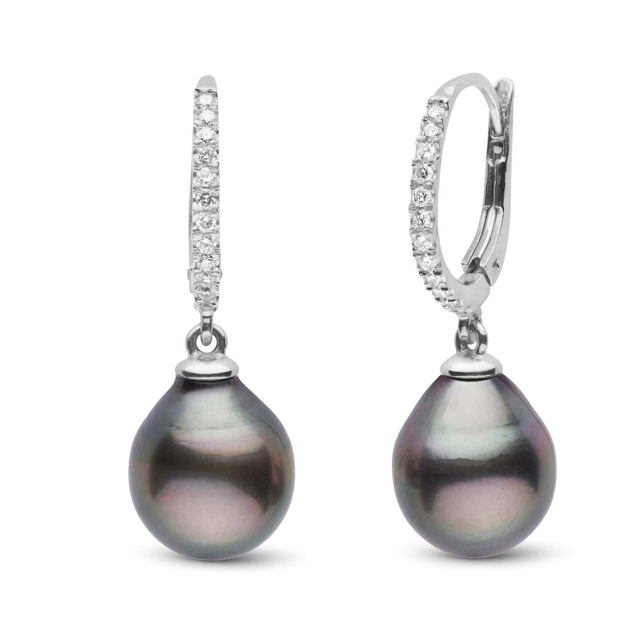 Eternal Collection Tahitian 11.0-12.0 mm Drop Pearl & Diamond Dangle Earrings