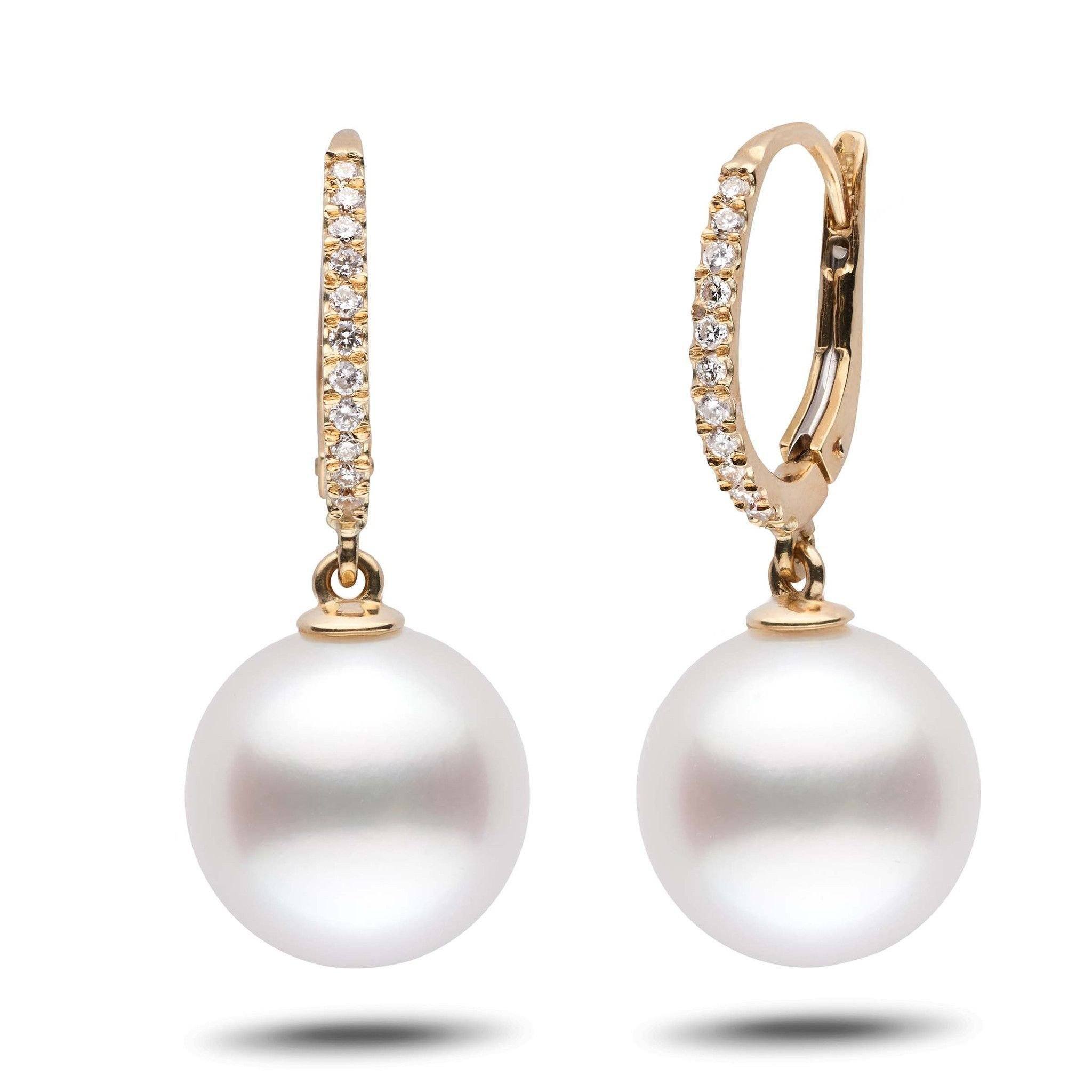Eternal Collection White South Sea 12.0-13.0 mm Pearl & Diamond Dangle Earrings yg