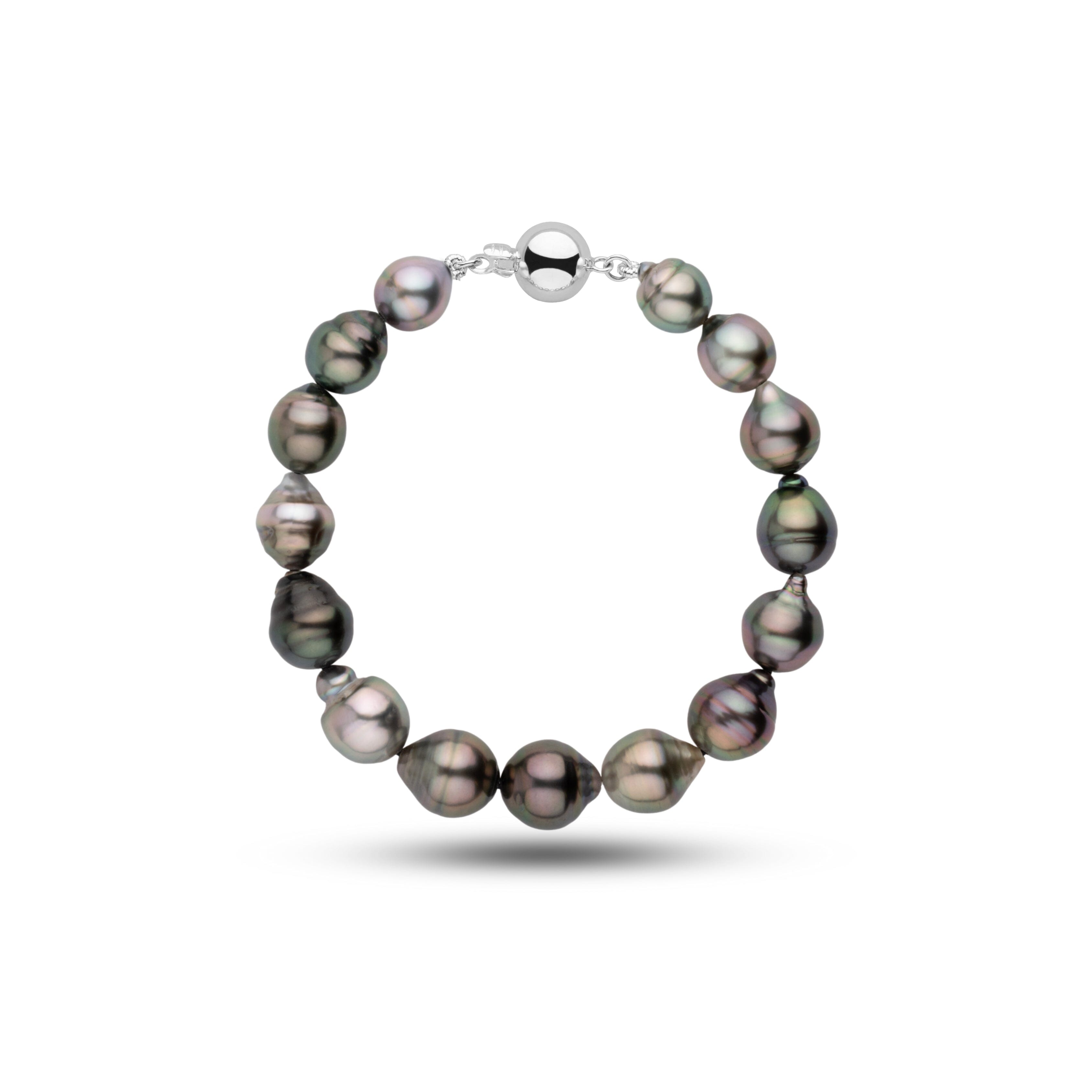8.2-10.2 mm AA+/AAA Tahitian Baroque Pearl Bracelet White Gold