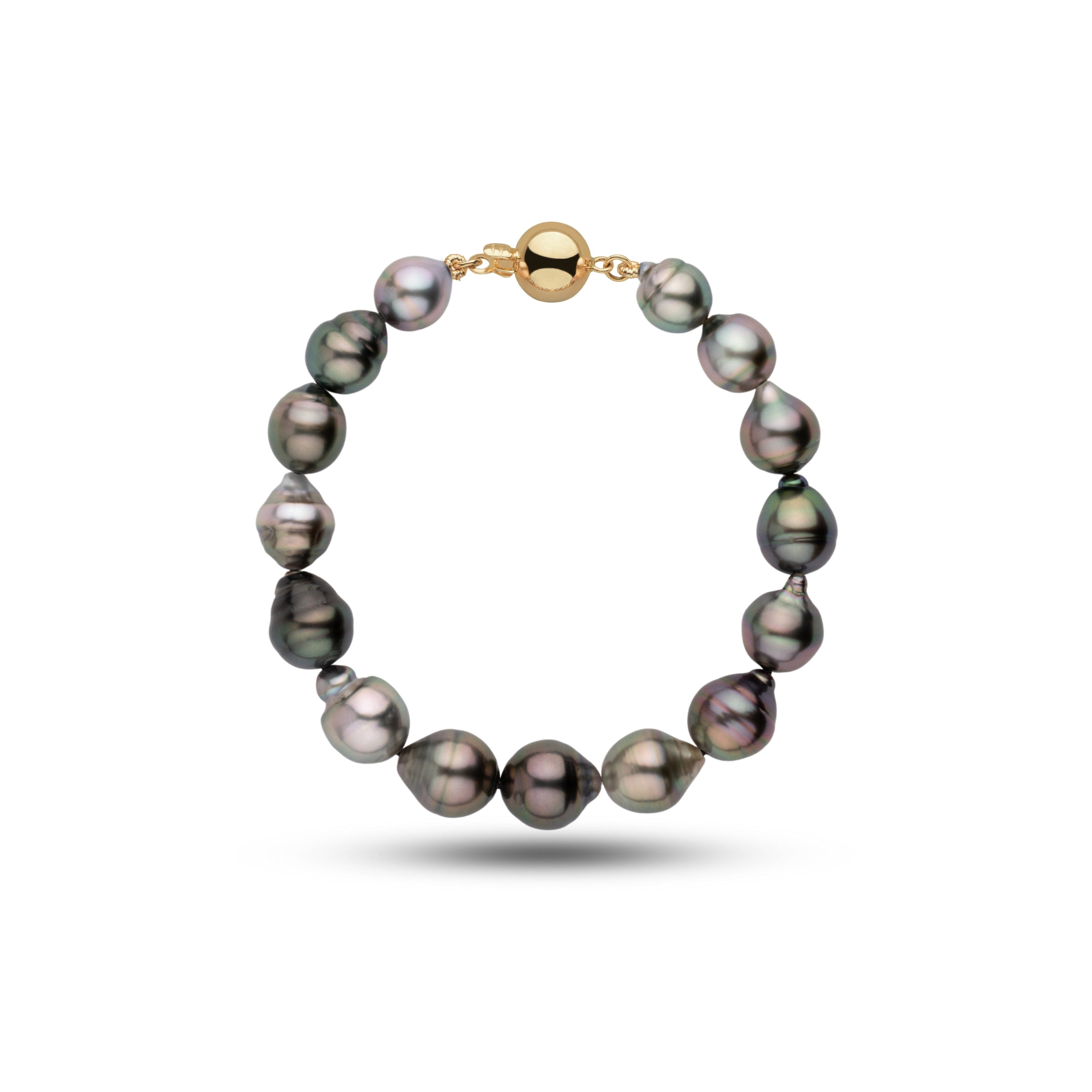 8.2-10.2 mm AA+/AAA Tahitian Baroque Pearl Bracelet Yellow Gold