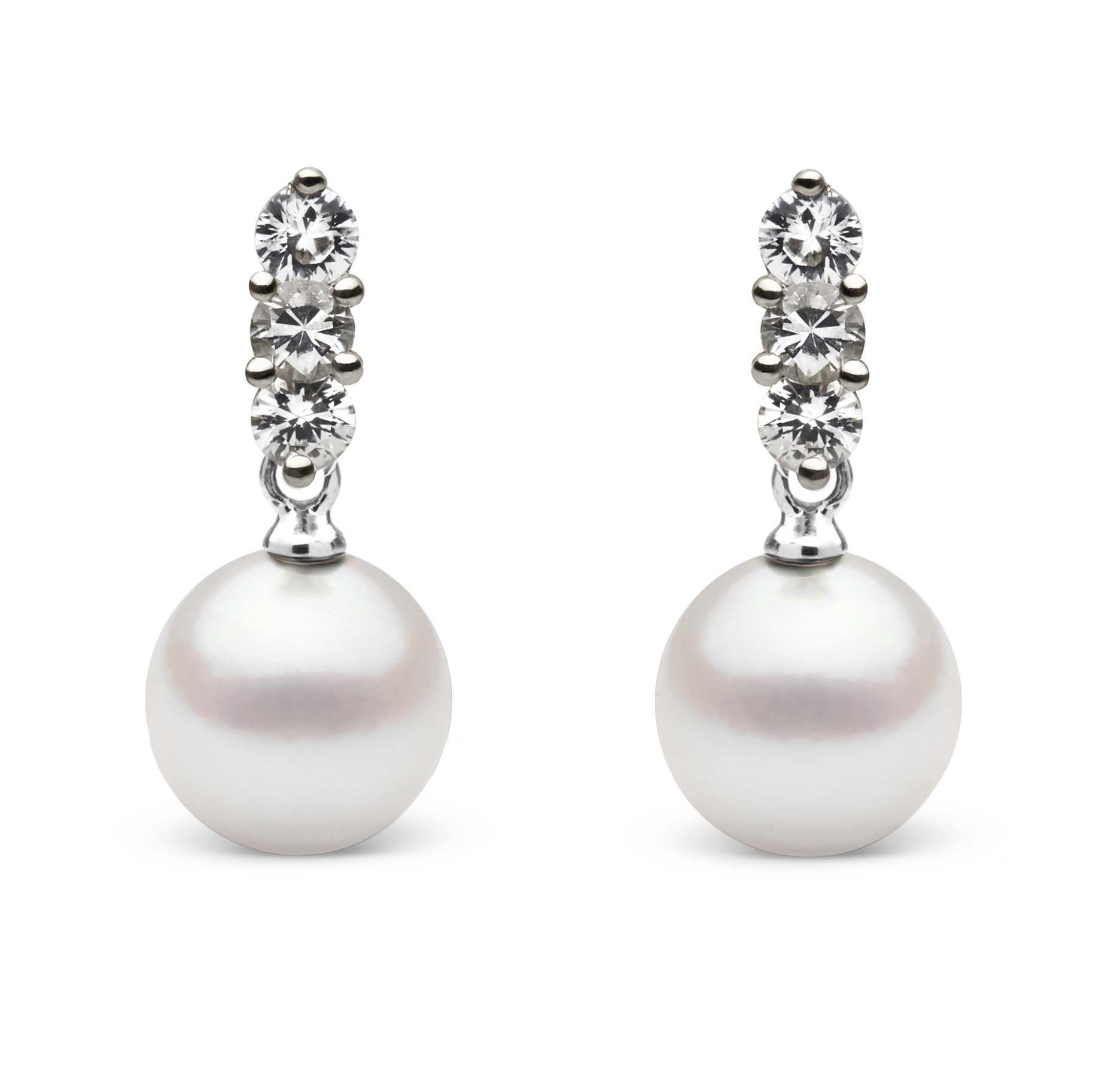 Trio Collection 8.0-8.5 mm Akoya Pearl and Diamond Earrings