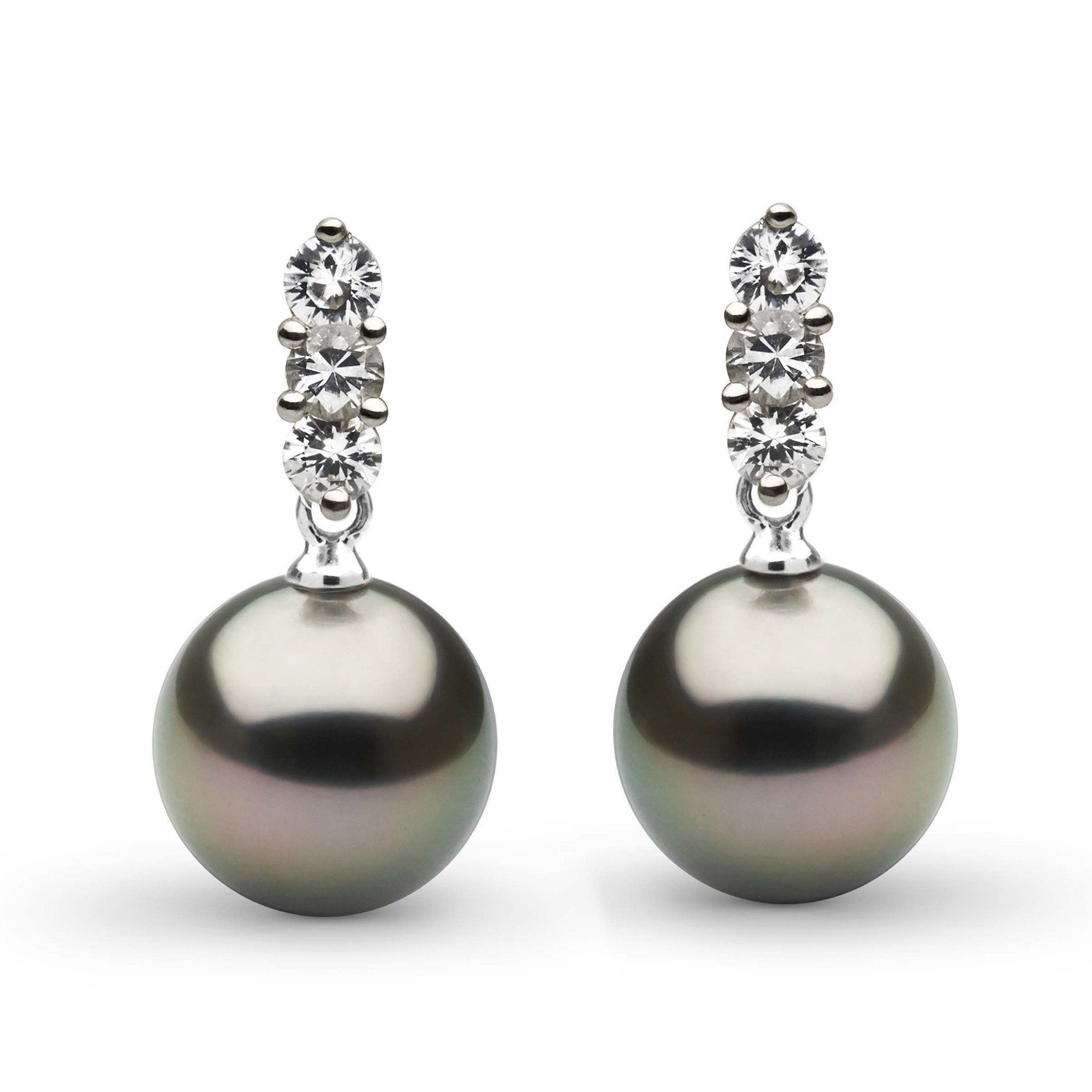 Trio Collection Tahitian 9.0-10.0 mm Pearl and Diamond Earrings